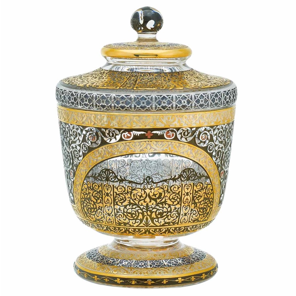 Pasabahce Mağazaları Gold Turkish Sugar Bowl Glass Limited Edition HandPainted